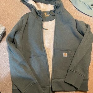 Carhartt Sage Green Hoodie with Sherpa Lining